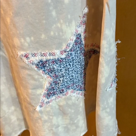 Easel Cream Flare Jeans with CustomPatches; Size L
